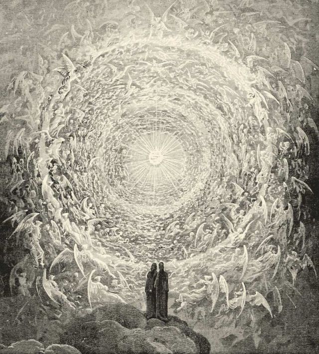 Dante and Beatrice gaze upon the highest Heaven, The Empyrean